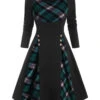 Black 1950s Plaid Patchwork Swing Dress -Retro Pulse Shop 01 1
