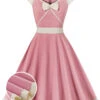 Pink 1950s Sweetheart Collar Bow Swing Dress -Retro Pulse Shop 01 2fcf60e4 21c7 4888 bd2b b007d49cbe6a