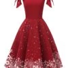 Red 1950s Off-shoulder Snowflake Dress -Retro Pulse Shop 02 1 29b20cce 90a1 4081 af9b eee3366cdde3