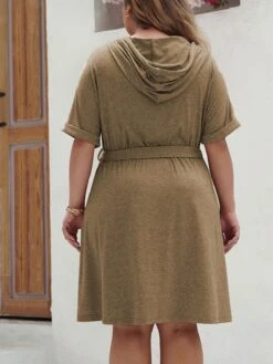 [Plus Size] Khaki 1950s Solid Hooded Belt Dress -Retro Pulse Shop 04 71d34597 764f 4f27 80ba 01982d723c30