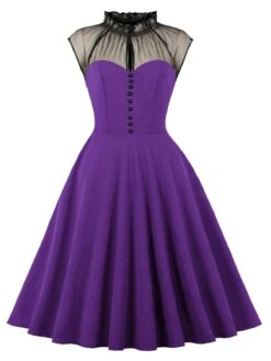 1950s Patchwork Flying Sleeves Swing Dress -Retro Pulse Shop 04 compressed