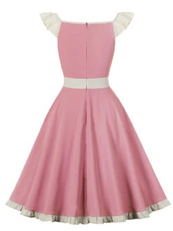 Pink 1950s Sweetheart Collar Bow Swing Dress -Retro Pulse Shop 04 d6232541 4917 4ae1 9120 6add9d88d6b0