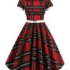 Red 1950s Plaid Convertible Collar Dress -Retro Pulse Shop 05 19f50fa1 df07 4c0a 829e 77347356f0b2