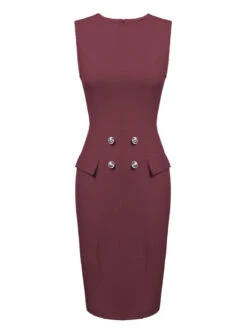 2PCS 1960s Button Work Pencil Dress -Retro Pulse Shop 05 bbb51df9 be75 4c42 98d8 7ff145776251