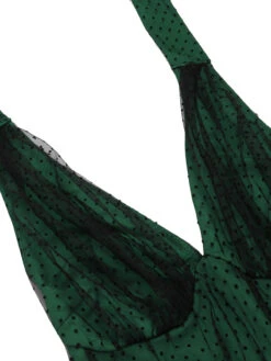 Green 1950s Halter Polka Dots Mesh Dress -Retro Pulse Shop 06 2