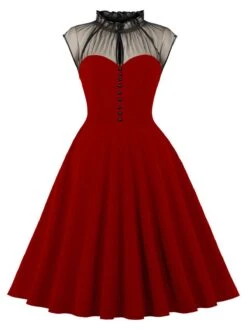 1950s Patchwork Flying Sleeves Swing Dress -Retro Pulse Shop 06 compressed c8f6394f fb5a 48a4 a5e7 9bd91799a1e0