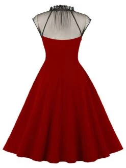 1950s Patchwork Flying Sleeves Swing Dress -Retro Pulse Shop 07 compressed