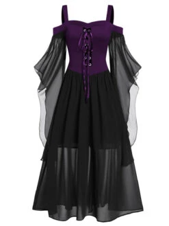 [Plus Size] 1950s Suspender Contrast Color Chiffon Strap Dress -Retro Pulse Shop 08 222b5b15 ac43 458c af2d 41e29191711e