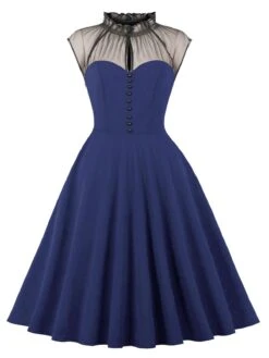 1950s Patchwork Flying Sleeves Swing Dress -Retro Pulse Shop 08 compressed