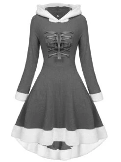 1950s Furry Patchwork Solid Lace-up Dress -Retro Pulse Shop 1 1 GR 9bb94268 96a9 4764 9621 9c8b6c54e899