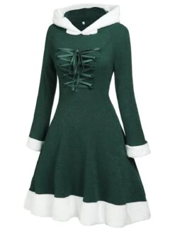1950s Furry Patchwork Solid Lace-up Dress -Retro Pulse Shop 1 2 G 871d0026 b5ae 4d0f b766 75a990f0e2e3