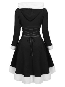 1950s Furry Patchwork Solid Lace-up Dress -Retro Pulse Shop 1 3 B 24553f5a 7b76 47cb 8e38 cbae8b5ded4a