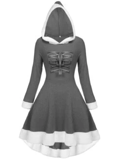 1950s Furry Patchwork Solid Lace-up Dress -Retro Pulse Shop 1 4 GR 5ea07be0 83a1 46b3 a07a e1e49335f754