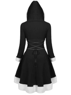 1950s Furry Patchwork Solid Lace-up Dress -Retro Pulse Shop 1 5 B 5158e004 ab64 4327 a9fa 2fcdfa77b386