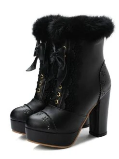 Retro Furry Bowknot Chunky Heel Snow Boots -Retro Pulse Shop 11760643465 2134589267 b50d3946 8807 431d bc7d 27342f4f2e74