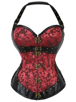Steampunk Halter Leather Gothic Button Corset -Retro Pulse Shop 12261210177 506466554 1