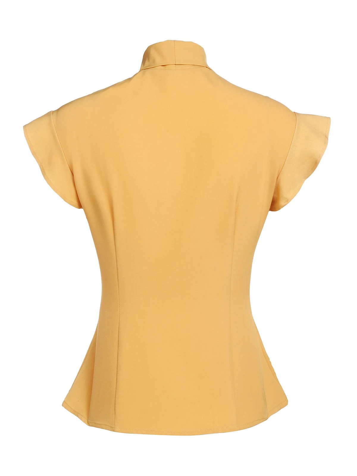 Yellow 1950s Bow Solid Blouse Top 4 Yellow 1950s Bow Solid Blouse Top - Image 2