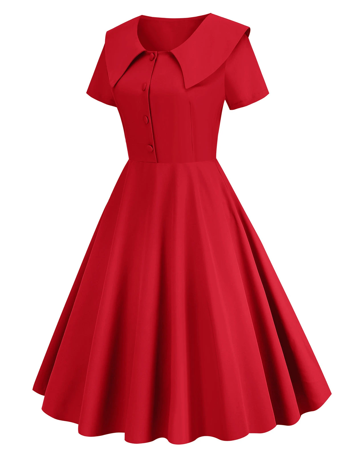 1950s Solid Lapel Swing Dress 10 1950s Solid Lapel Swing Dress - Image 8