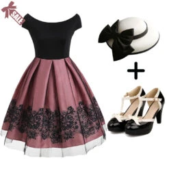 1950s Floral Print Off Shoulder Dress -Retro Pulse Shop 16 8e7060a6 37f3 4067 9f93 147a8467b94f