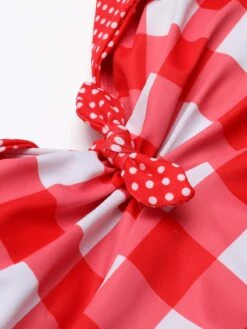 Red 1950s Plaid Halter Bikini Set -Retro Pulse Shop 1J2A2779