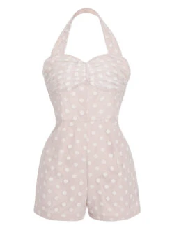 Light Pink 1950s Halter Romper & Polka Dots Skirt -Retro Pulse Shop 1J2A3758