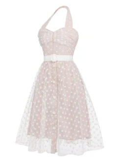 Light Pink 1950s Halter Romper & Polka Dots Skirt -Retro Pulse Shop 1J2A3788
