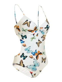 1960s Butterflies Strap One-piece Swimsuit & Cover-up Skirt -Retro Pulse Shop 1J2A4170 1