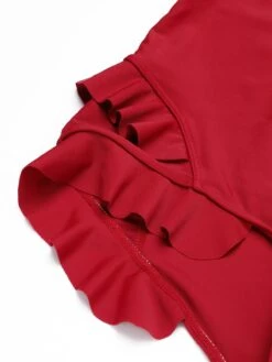 2PCS 1960s Red Butterfly Halter One-piece Swimsuit -Retro Pulse Shop 1J2A4323