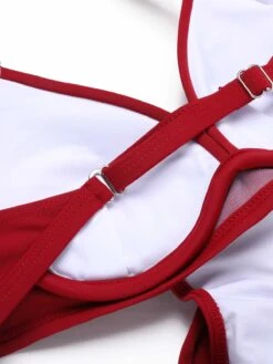 2PCS 1960s Red Butterfly Halter One-piece Swimsuit -Retro Pulse Shop 1J2A4327