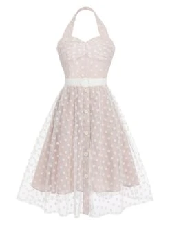 Light Pink 1950s Halter Romper & Polka Dots Skirt -Retro Pulse Shop 1J2A5010