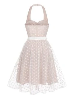 Light Pink 1950s Halter Romper & Polka Dots Skirt -Retro Pulse Shop 1J2A5025