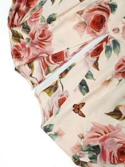 1940s Rose V-Neck Long Sleeves Dress -Retro Pulse Shop 1J2A6322