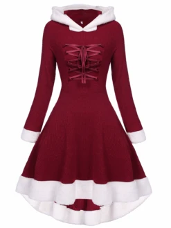 1950s Furry Patchwork Solid Lace-up Dress -Retro Pulse Shop 1 049e5f31 8792 446f bd9f 3b320d6c0aa6