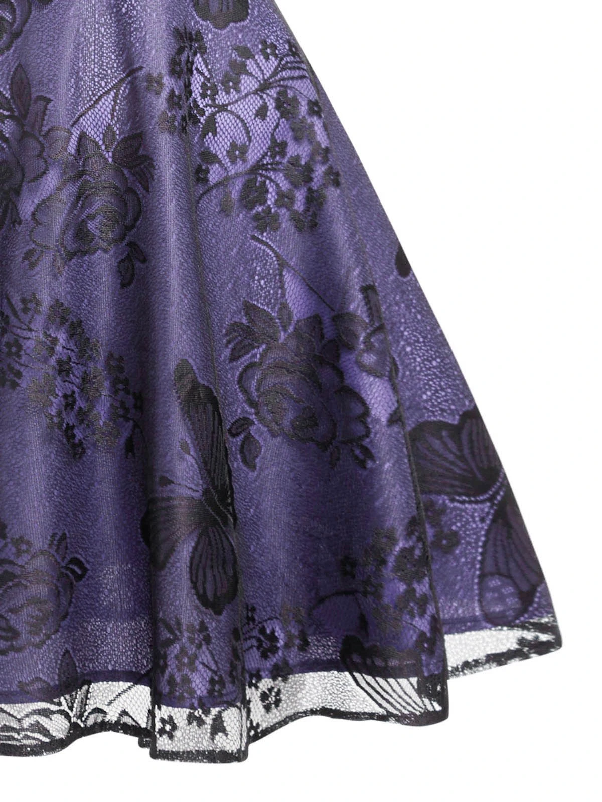 Purple 1950s Mesh Floral Swing Dress 5 Purple 1950s Mesh Floral Swing Dress - Image 3