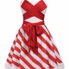 Red 1950s Stripes Bow Swing Dress 1 Red 1950s Stripes Bow Swing Dress -Retro Pulse Shop 1 43407287 6bb1 446d 947c e2a2dcc07e32