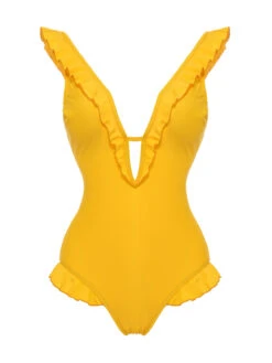 Yellow 1930s V-Neck One-piece Swimsuit -Retro Pulse Shop 1 fcb491b5 dfc8 4c23 aca5 d300f23f24cb