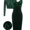 2PCS Green 1960s Velvet Bodycon Dress 1 2PCS Green 1960s Velvet Bodycon Dress -Retro Pulse Shop 2021 12 24T113745.220