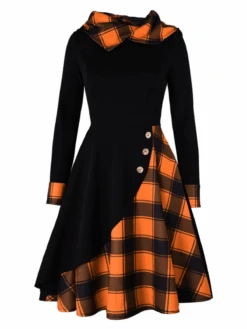 Black 1950s Plaid Hooded Button Dress -Retro Pulse Shop 2022 09 26T113718.009 a77e1eb5 721a 4eb3 af7e 63f6c0a7bc8f