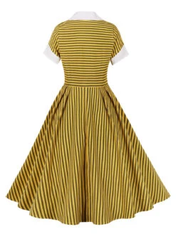 Yellow 1950s Bow Striped Swing Dress -Retro Pulse Shop 22222 f5c38743 9b18 43e5 bf82 85e4943e67f2