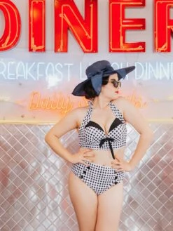 Black Checked Halter Bowknot Bikini Set -Retro Pulse Shop 22 compressed