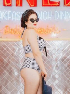 Black Checked Halter Bowknot Bikini Set -Retro Pulse Shop 25 compressed