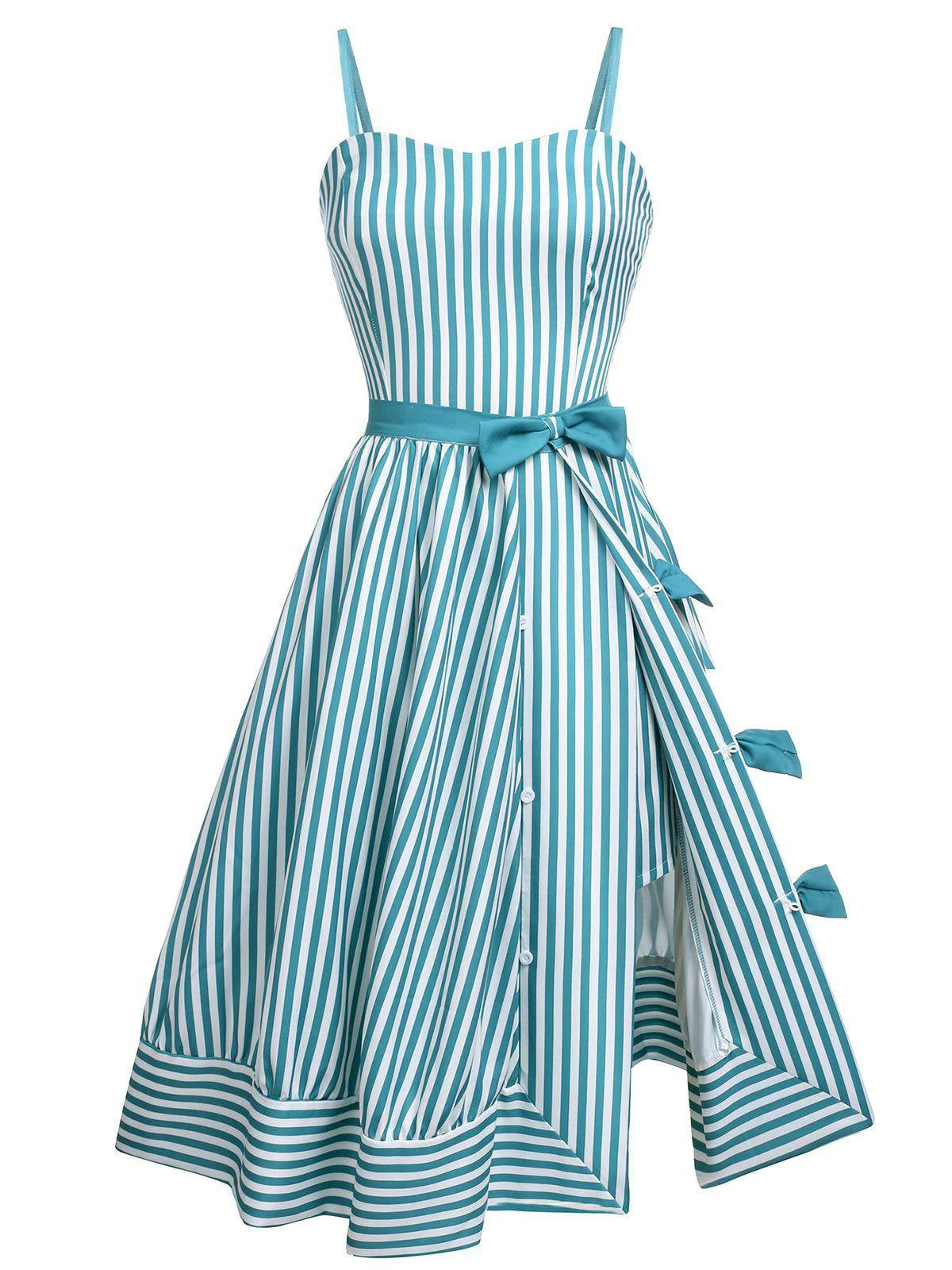 Turquoise 1950s Stripes Romper & Skirt 5 Turquoise 1950s Stripes Romper & Skirt - Image 3