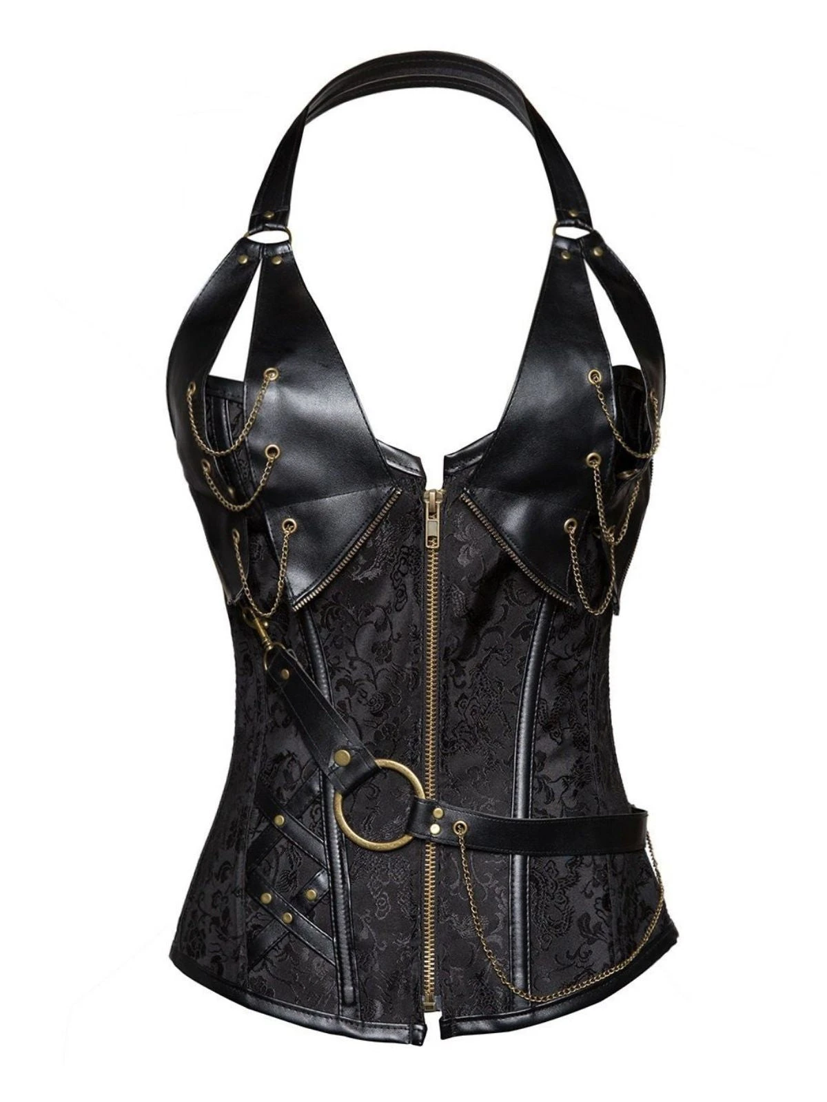 Steampunk Halter Leather Gothic Corset 11 Steampunk Halter Leather Gothic Corset - Image 9