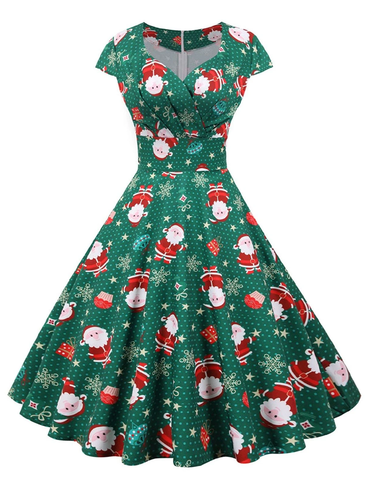 Green 1950s Christmas Polka Dot Dress 3 Green 1950s Christmas Polka Dot Dress