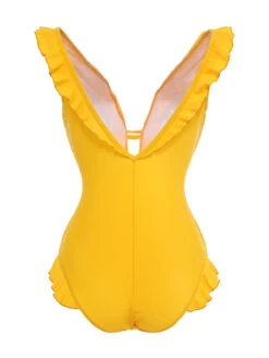 Yellow 1930s V-Neck One-piece Swimsuit -Retro Pulse Shop 2 8f17c860 e7b3 48de 8e8f 93d14bf0c0e7