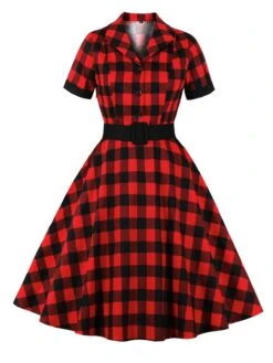 1950s Retro Contrast Short-Sleeved Lapel Dress -Retro Pulse Shop 2 90424bee d351 4002 bc70 4cec264ed963