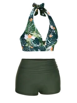 Dark Green 1930s Reversible Halter Swimsuit -Retro Pulse Shop 2 bda83860 dbab 4068 b770 07160e8da4e5