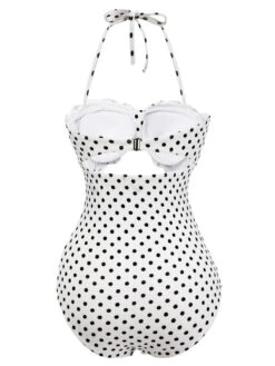 White 1940s Polka Dot Lace Up Halter Swimsuit -Retro Pulse Shop 2 compressed 8966984d 1e75 4341 a456 afa8516356b1