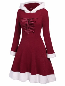 1950s Furry Patchwork Solid Lace-up Dress -Retro Pulse Shop 2 da740de6 76f1 45a9 822c 2a51d08230b5