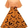 Orange 1950s Cape Patchwork Swing Dress